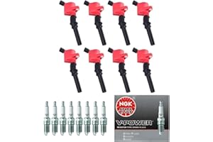 Hikaru Parts Ignition Coil Pack Spark Plug Pack DG508 Set of 8 Compatible with Ford Lincoln Mercury Expedition Mustang Lincoln F150 F250 F350 E150 E250 4.6L 5.4L FD503 Curved Boot