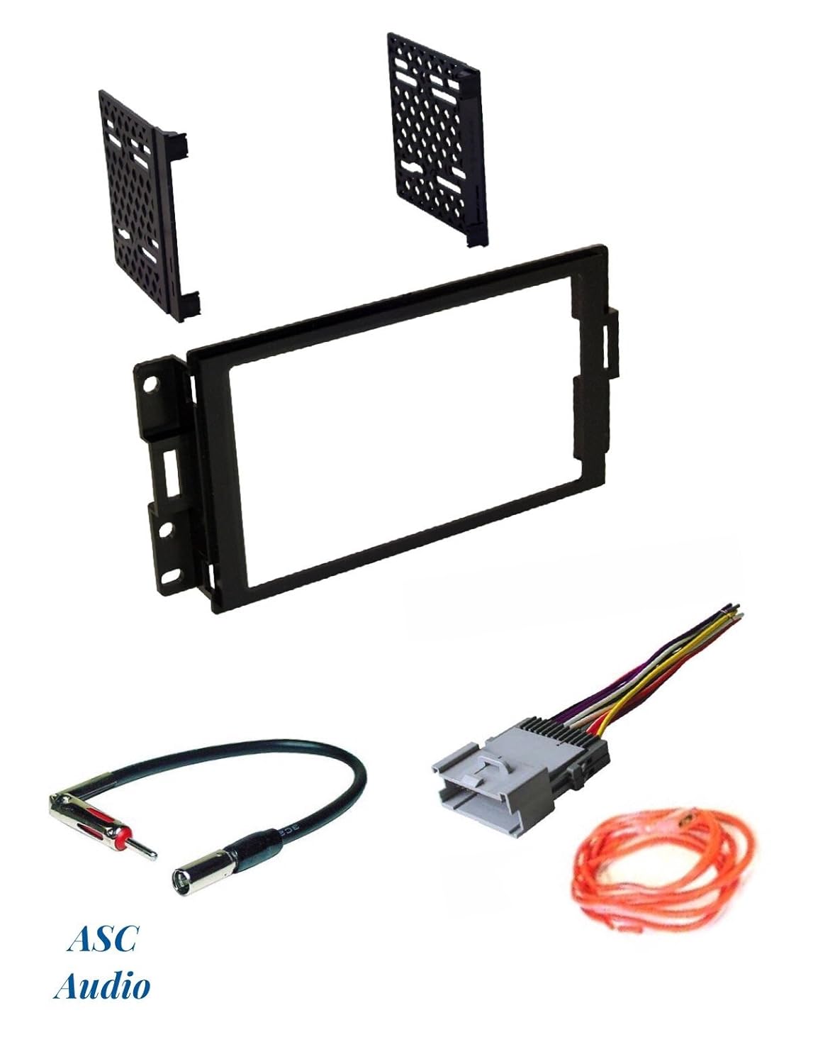 ASC Audio Car Stereo Radio Dash Install Kit, Wire Harness, and Antenna Adapter to Install a Double Din Radio for 2004 2005 2006 2007 2008 Pontiac Grand Prix w/ No Factory Premium Amp