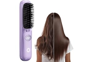 FIOPET Go Brush Pro, 2026 Upgraded Cordless Hair Straightener Brush, Fast Heating Portable Hair Straightener Comb for Women Travel Essentials 3 Adjustable Temperature (Purple)