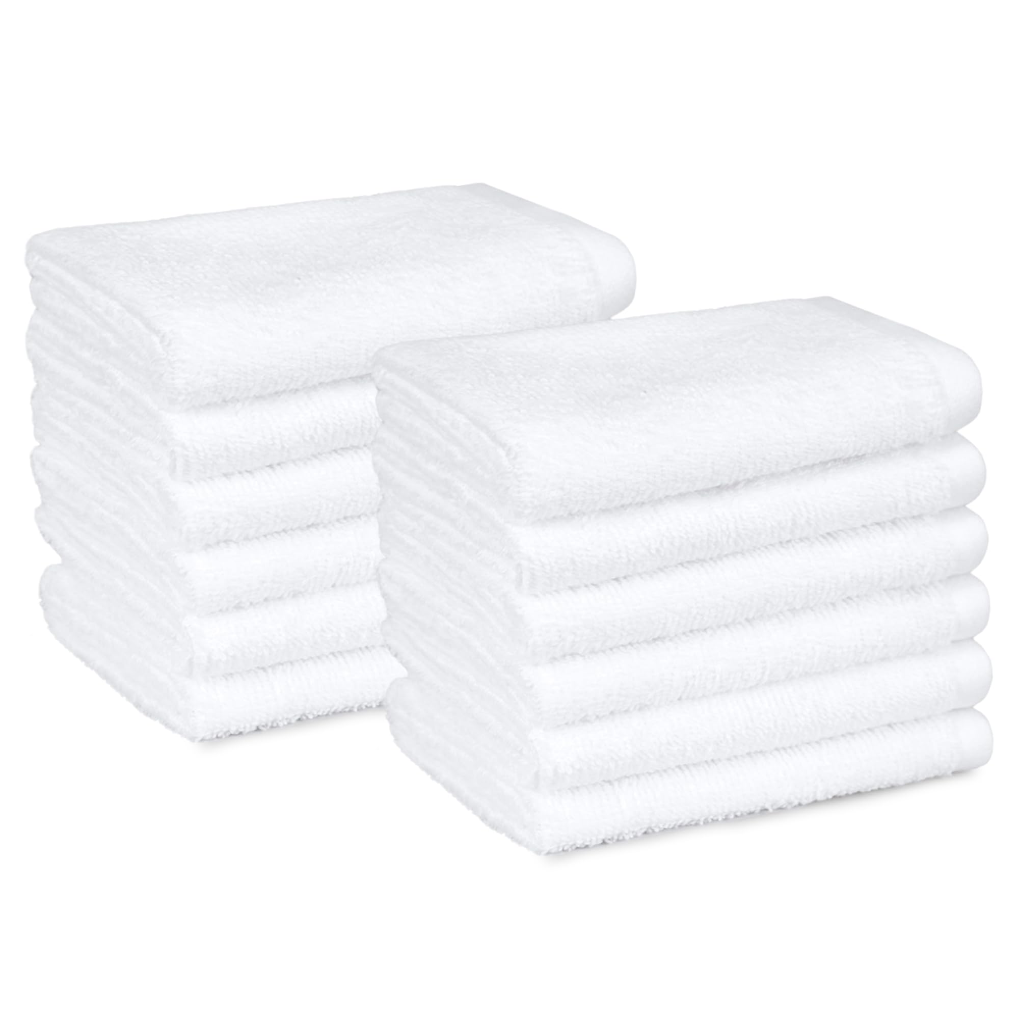 Amazon Basics Face Towel Set for bathroom, 100% Cotton Extra Absorbent Fast Drying Face Cloths 30 x 30 cm, White, 12-Pack — image 1