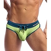 MIZOK Men's Sexy Low Rise Quick Dry Swim Briefs Hot Body Bikini Swimsuit Swimwear