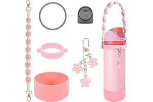 3TYTO Comprehensive Compatible Owala Accessories Set: Silicone Boot for 24oz & 32oz Bottles, Water Bottle Handle Strap, Bottle Seal Ring, Replacement Stopper, Charms, Compatible Owala FreeSip