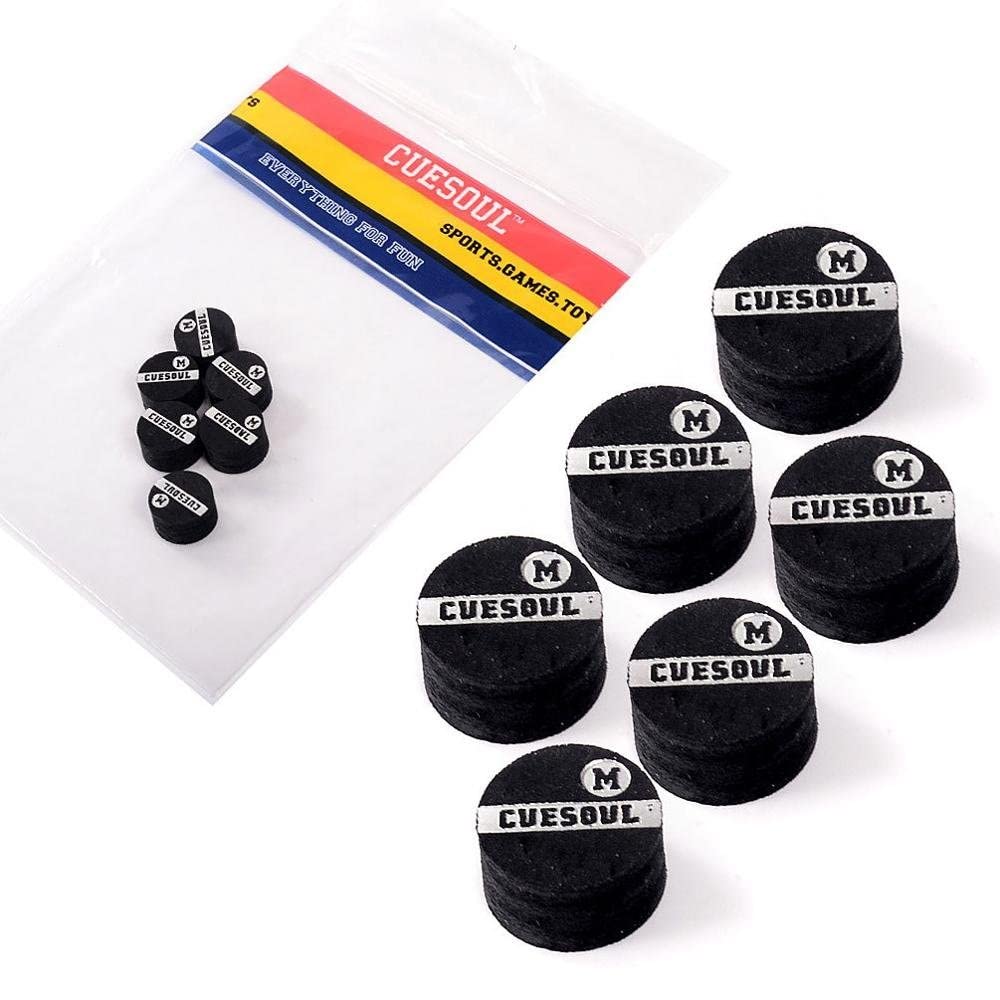 CUESOUL 10mm Snooker Pool Cue Tips, Premium Pigskin Leather, 6 Layers Laminated Design, Glue-on Tips for Snooker Pool Cue Stick, Professional Hardness Moisture Proof Cue Snooker Accessories(CSPCT002