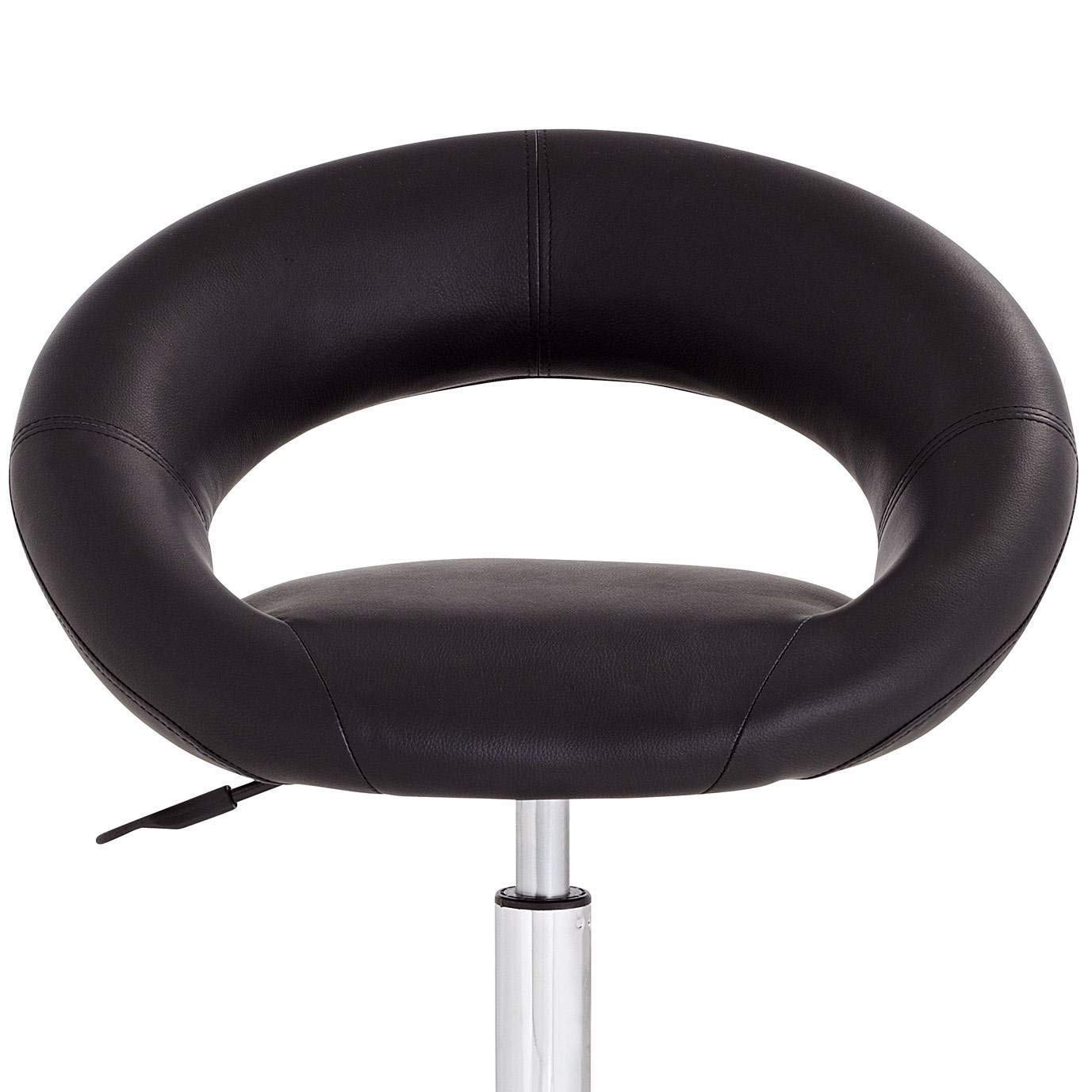 Orbit Black Faux Leather Adjustable Rolling Office Stool Studio 55D