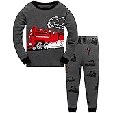 Popshion Little Boys Pajamas Sets Glow in Dark Dinosaur 100% Cotton 2 Piece Toddler Clothes Kids Pjs Sleepwear Size 2-10T