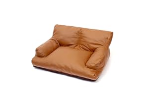Craoopii Pet Sofa Bed, Vintage Cat Dog Faux Leather Sofa with Non-Slip Bottom for Dogs Cats (Brown, Medium)