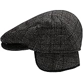 Men's Newsboy Hat with Earflaps Flat Ivy Caps Irish Cabbie Cap