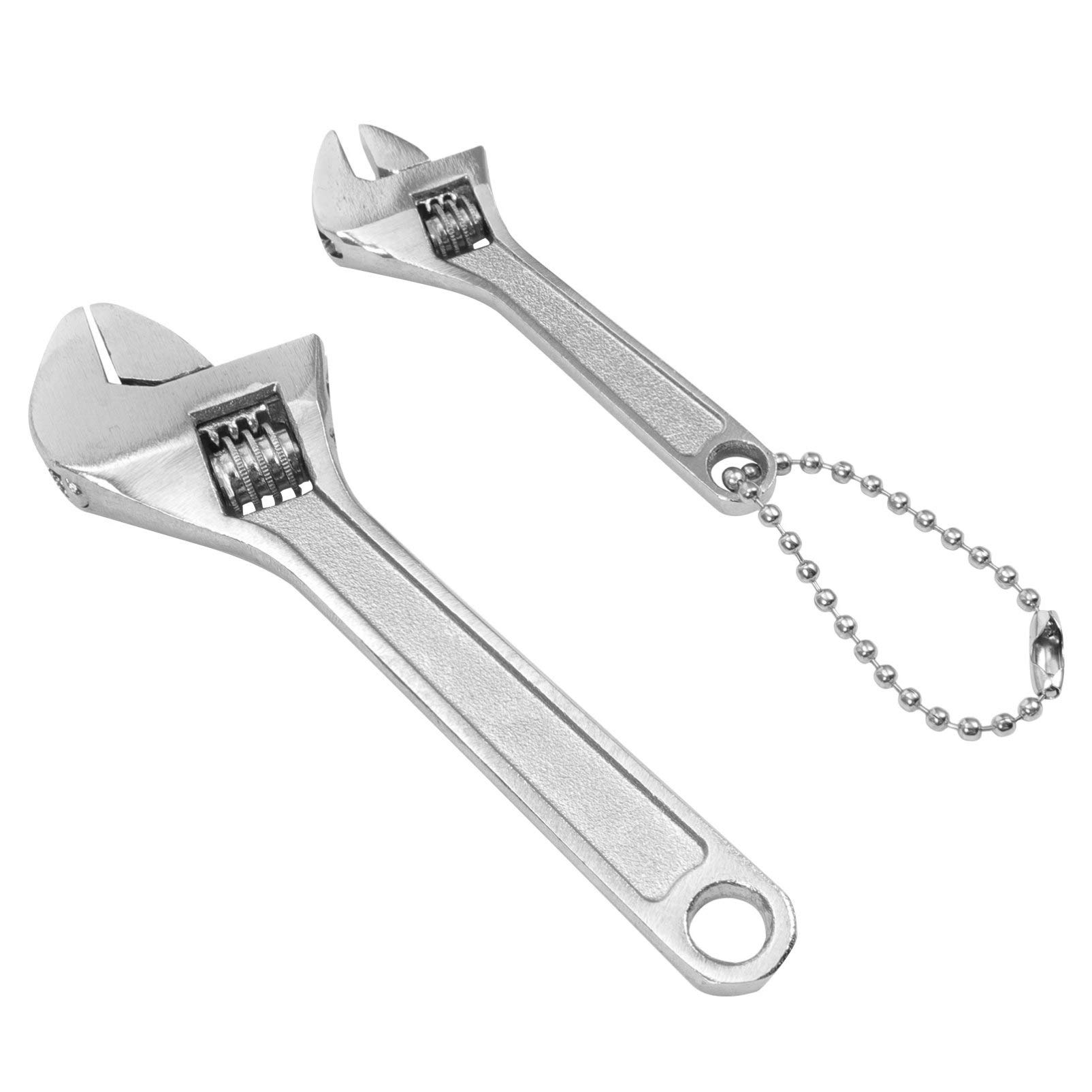 Hemobllo 2 Pcs Mini Wrench- 2.5 inch + 4 inch Mini Opening Wrench Adjustable Spanner Keychain Repair Hardwares Hand Tool for Keyring (Black)