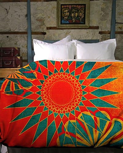 UBU Republic Boho Duvet Cover - Handcrafted Orange Moroccan Bohemian Duvet - West Indies (Twin)