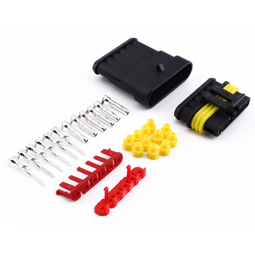 6 Pin Way Wire Connector Plug Kit Waterproof Electrical 1.5mm Terminals Heat Shrink Quick Locking Wire Harness Sockets plug connector for Auto Motorcycle Car Truck 6 pin connector