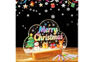 SetGame LED Note Board with 7 Colors Pen, Cloud Designed Light Up Dry Erase Board with Light, Glowing Night Light Sign with Stand, LED Writing & Drawing Message Bulletin Board for Bar, Kitchen