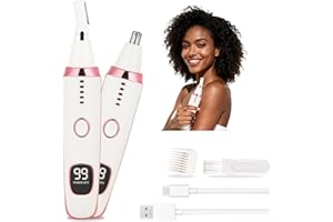 Mendaping LED Display Ear and Nose Hair Trimmer Clipper for Women Men,2025 Rechargeable 2 in 1 Painless Eyebrow & Facial Hair Trimmer with Powerful Motor and Dual-Edge Blades Easy Clean (Multicolor)