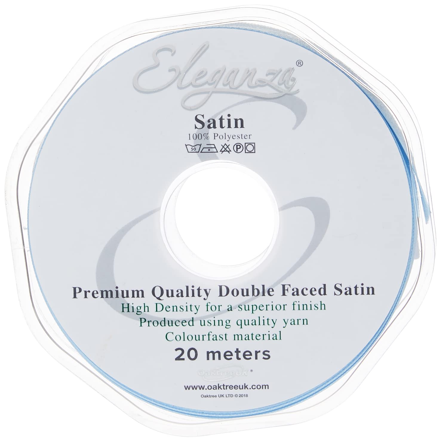 ELEGANZA Double Faced Satin 25mm x 20m Lt No.25, Light Blue, 25 mm x 20 m