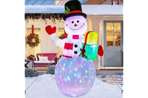 AerWo 5ft Christmas Inflatables Outdoor Decorations, Inflatable Snowman Christmas Blow Up Yard Decorations with Rotating LED Lights for Christmas Yard Garden Decorations Indoor Outdoor