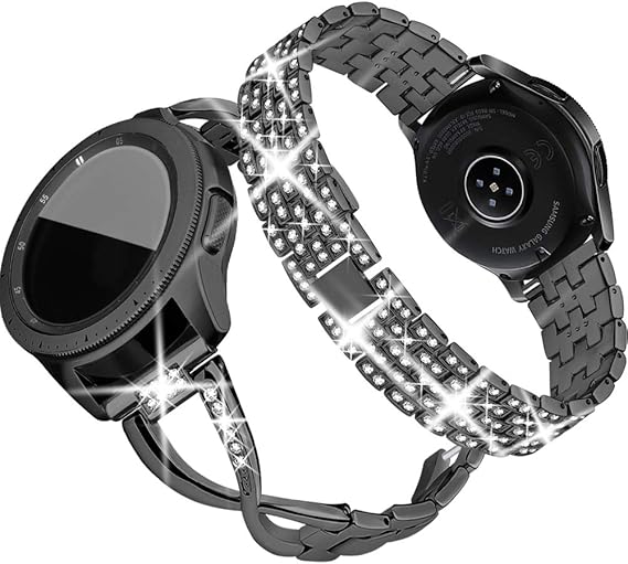 Supoix Compatible For Galaxy Watch 42mm Band 2 Pack 20mm Women Jewelry Bling Metal Replacement Bracelet For Samsung Galaxy Watch 42mm Active 40mm Black Amazon Ca Clothing Accessories