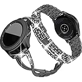 Supoix Compatible for Samsung Galaxy Watch 7/6/5/4 40mm 44mm/Galaxy Watch FE 2024/Galaxy 3 41mm/Galaxy Watch 42mm Band, 2 Pack 20mm Women Jewelry Bling Replacement Strap Compatible for Active 2 Watch Band (Black)