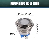 X AUTOHAUX 5x 16mm 12V White LED Indicator Dash Signal Lights Metal Dash Lamp view 3