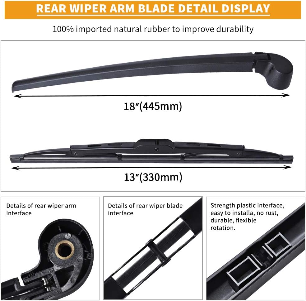 Rear Wiper Arm Blade, for A3 8P A4 B6 B7, MIKKUPPA Back Windscreen Wiper Assembly Replacement - Image 3