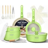 UMETRE pots and Pans Set, Ceramic Nonstick Cookware Set Detachable Handle, Induction Kitchen Cookware Sets with Removable Handle, Non Stick RV Cookware Set, Dishwasher ＆ Oven Safe