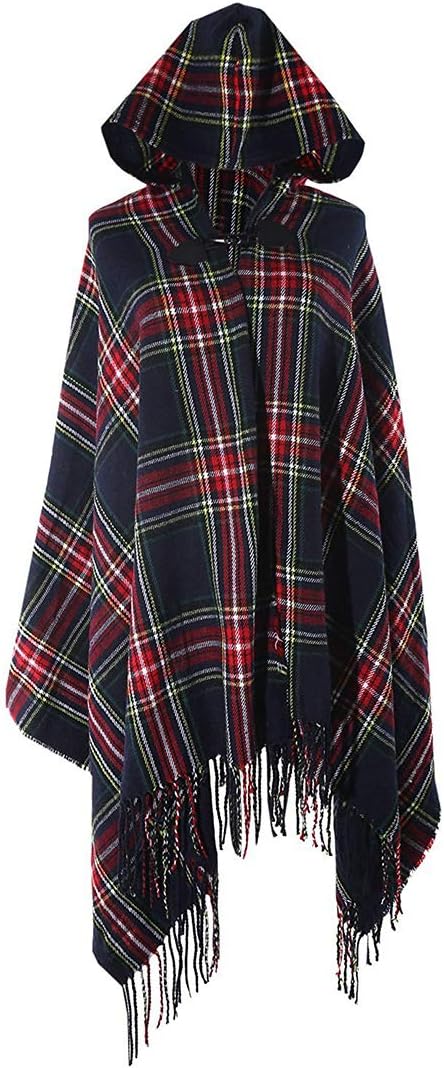 Amy Babe Aztec Print Bohemian Blanket Poncho Cape Shawl Tassel with Hoodie Cloak