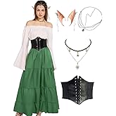 kasahara Renaissance Medieval Dress Costume Women with Corset Renaissance Elf Ren Faire Costume Outfit Dress for Women