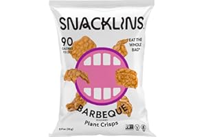 SNACKLINS Plant Based Crisps BARBEQUE - Only 90 Calories Per Bag, Gluten Free, Grain Free, 100% Kosher For Passover, Vegan Healthy Snacks, Crunchy Puffed Snack - .9oz Bag (Case of 12)