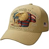 SENOY 250 Anniversary USA Hat, 4th of July Patriotic Retro Adjustable Baseball Cap with Badge for Men Women Gifts