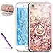 iPhone 6S Plus Case,iPhone 6 Plus Case,LEECO 3D Diamonds Liquid Glitter Hard Back TPU Frame with 360 Degree Rotating Ring Grip Kickstand Holder for iPhone 6 / 6S Plus 5.5 inch [Ring Diamonds] Pink