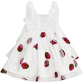 Toddler Baby Girl Valentine Dress Sleeveless Smocked Ruffle Tulle Sundress Spring Outfit Heart Butterfly Dresses