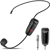 XIAOKOA Wireless Microphone Headset, UHF Head Mic Speaker System, Professional Voice Amplifier Headset Microphones, with LED Digital Display, for Teaching Fitness Instructor Tour Guide