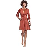 London Times Womens Twist Waist Detail Dress with Front Neck Keyhole