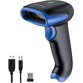 Symcode Wireless Bluetooth Barcode Scanner,3-in-1 Bluetooth &amp; USB Wired &amp; 2.4G Wireless Barcode Reader Scanner 2D 1D QR Code Automatic Fast Precise Bar Code Scanner for Phone Laptop Tablet