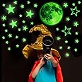 Glow Stars and Full Moon Wall Stickers for Starry Sky,Glowing Star Beautiful Wall Decals for Any Room,Beautiful Wall Decals for Kids Gift,Glow in The Dark Stars Light Your Ceiling