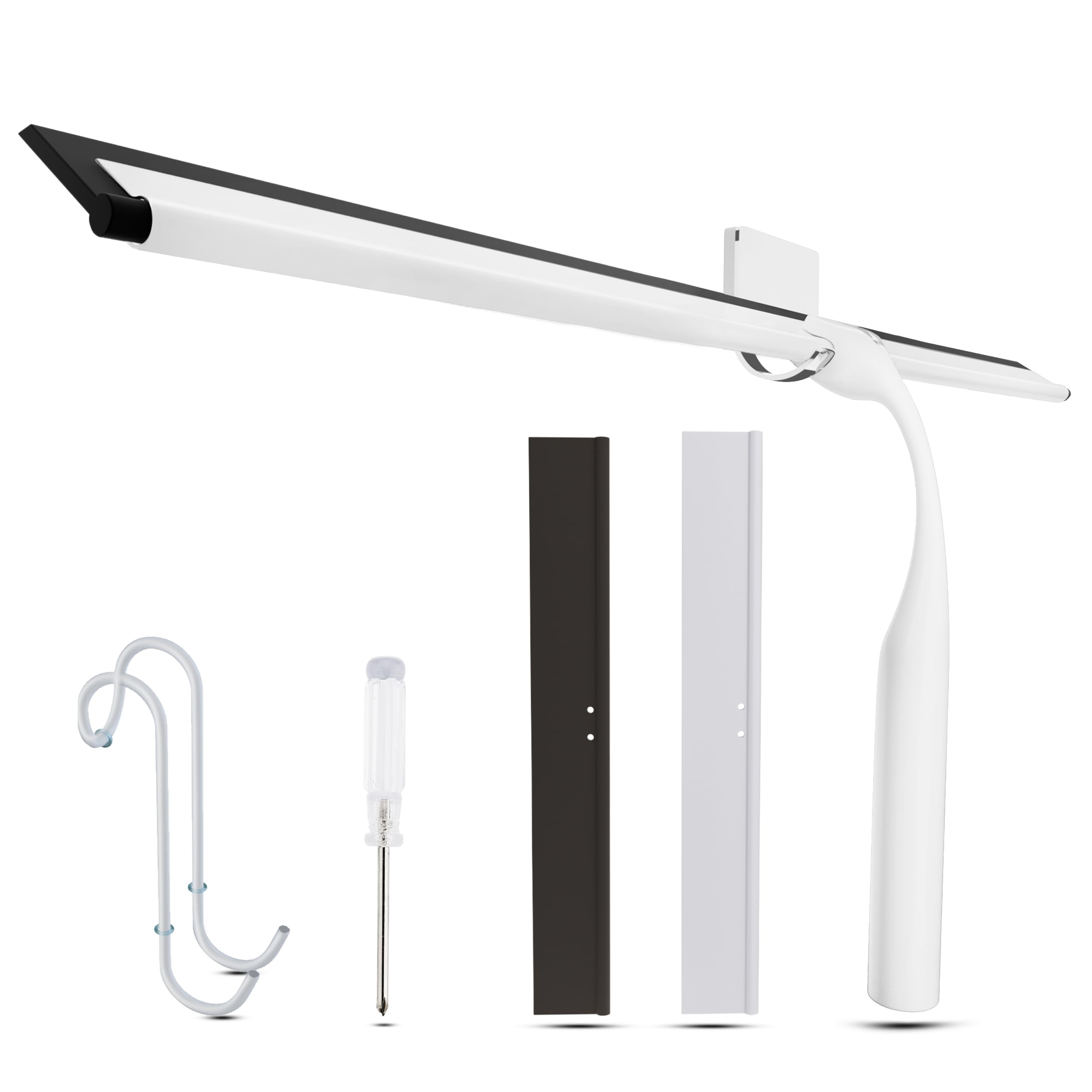 Wunset 40 cm White Shower Squeegee, Large Window Squeegee - 6 Pieces Set Including 2 Replacement Silicone Lips, Squeegee Shower Cleaner for Shower Doors and Various Smooth Surfaces (40 cm, White)