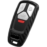 WORCAS Carbon Fiber Silicone Key Fob Cover Fits for Audi S4 RS5 Uni Button | Compatible with Audi A4 S4 RS4 A5 S5 RS5 A6 A7 A8 S8 Q2 Q5 Q7 SQ7 TT TTS TTRS R8