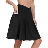 KORALHY 21" Knee Length Golf Skorts Skirts for Women Cross Waist Athletic Skorts with Shorts Tennis Skirt with 3 Pockets
