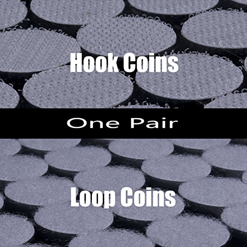 1000pcs adhesive (500 Pair Sets) 0.78in Diameter Sticky Back Coins Hook & Loop Self Adhesive Dots Tapes (White)