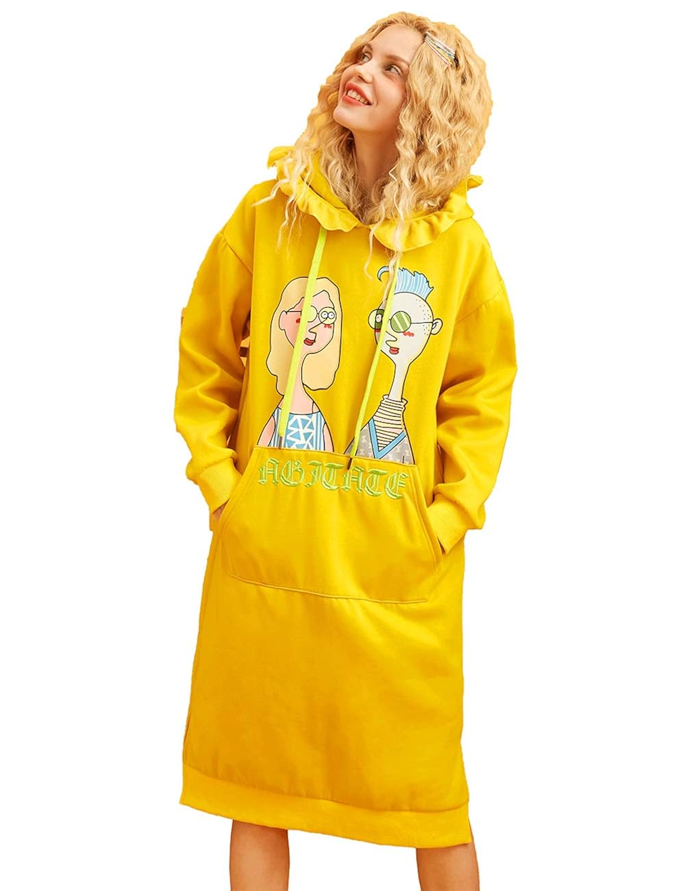 oversized yellow hoodie dress