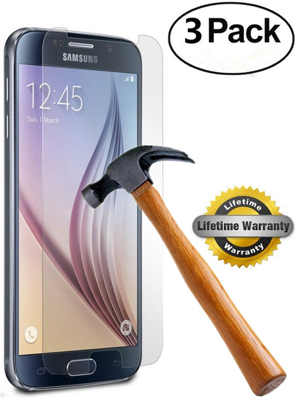 Galaxy S6 Screen Protector, SOOYO(TM) Premium Tempered Glass Screen Protector (2.5D Round Edge/99% Clarity/Shatter-Proof/Bubble Free) for Samsung Galaxy S6-[3Pack]