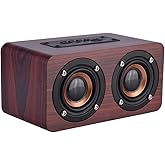 PUSOKEI Mini Bluetooth 4.2 Speaker, Wooden Combination Speaker Stereo Loudspeakers with 2 Horn,Portable Rechargeable Multimedia Music Speakers Support 3.5mm Input,TF