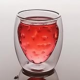 Strawberry Shaped Glass Cup 8oz, Double Wall Glass Cups, Mug, Fruit Shaped Cup, Strawberry Theme Drinking Glass Cups, Tea, Coffee, Wine, Doubble Wall, Cute Cup, Cute Mug