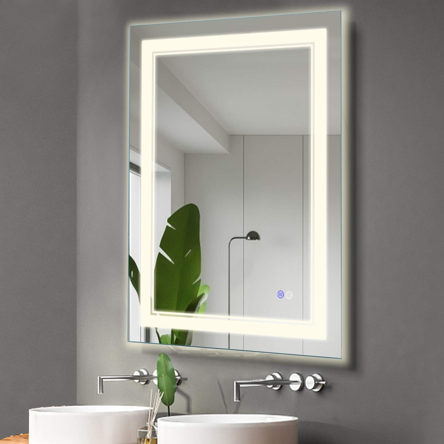MAISTECH Bathroom Mirror with LED Lights Dimmable Anti-Fog Backlit Wall Mounted Makeup Vanity Mirror with Lights Horizontal/Vertical (36 x 28)