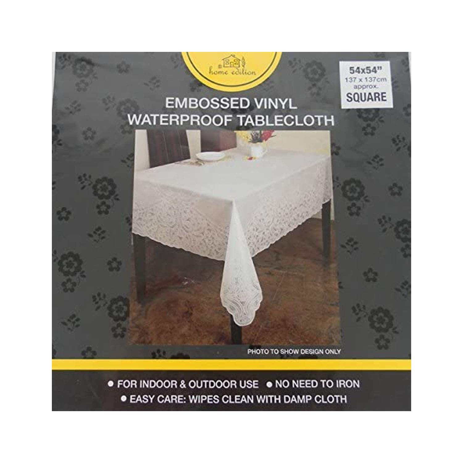 Embossed Vinyl Waterproof Tablecloth - Square 54" x 54" Dining Cover Kitchen