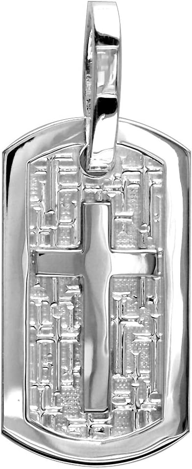 SZIRO Large Cross Dog Tag Pendant with Crosses Background in 18K White Gold