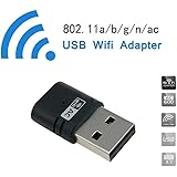 XINGDONGCHI AC 600Mbps Dual Band USB WiFi Adapter Laptop Network Dongles Maximum Speed up to 5G 433Mbps 2.4G 150Mbps - WPS 802.11AC/N/G/B Wireless Network Adapter Supports Windows 8/7/XP32/64bit (600M No Atenna)