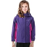 YINGJIELIDE Boys Girls Rain Jacket,Kids Lightweight Waterproof Hooded Raincoats Windbreakers,Outdoor Hiking Coat