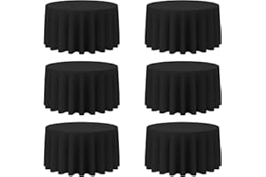 BRILLMAX 6 Pack Black Round Tablecloths 120 Inch - Circle Bulk Linen Polyester Fabric Washable Table Clothes Cover for Wedding Reception Banquet Birthday Party Buffet Restaurant