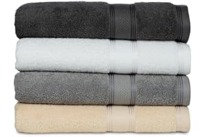 Casa Lino 4 Pack Bath Towels (27x54), 100% Pure Cotton, Luxury Bath Towels, Lightweight & Highly Absorbent, Quick Drying Towels for Bathroom, for Daily Use Bathroom, Multicolor 1