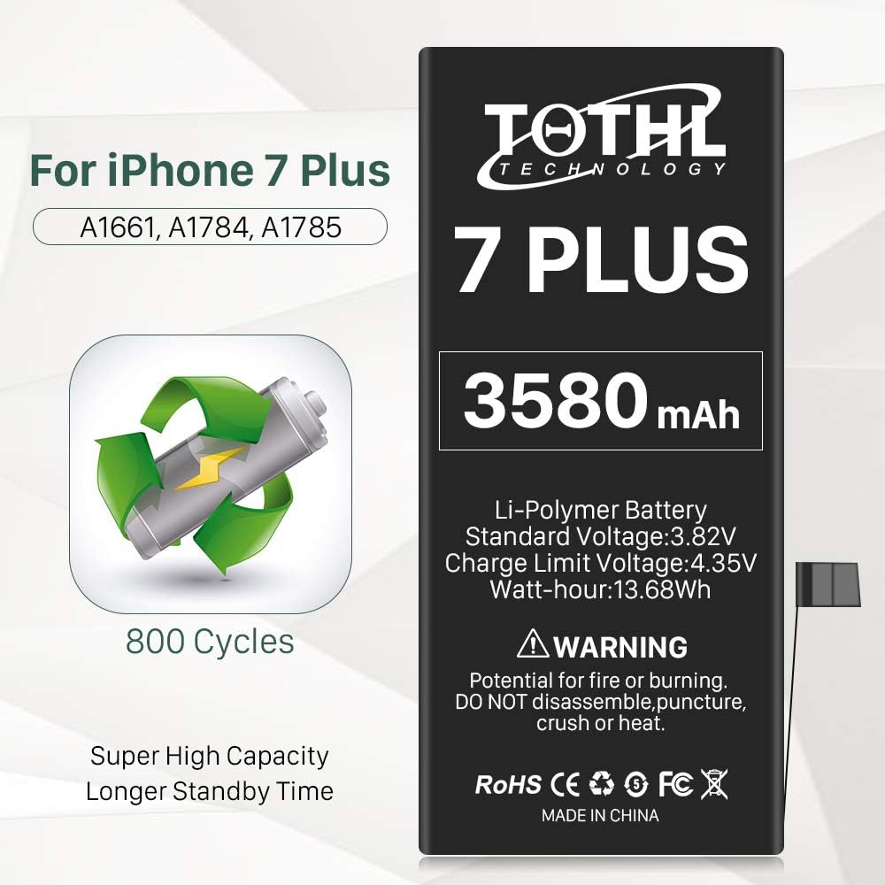 Battery Replacement for iPhone 7 Plus, 3580mAh New 0 Cycle High Capacity Only A1661/A1784/A1785 Li-ion Batteries with Professional Repair Tools Kits: Home Audio & Theater