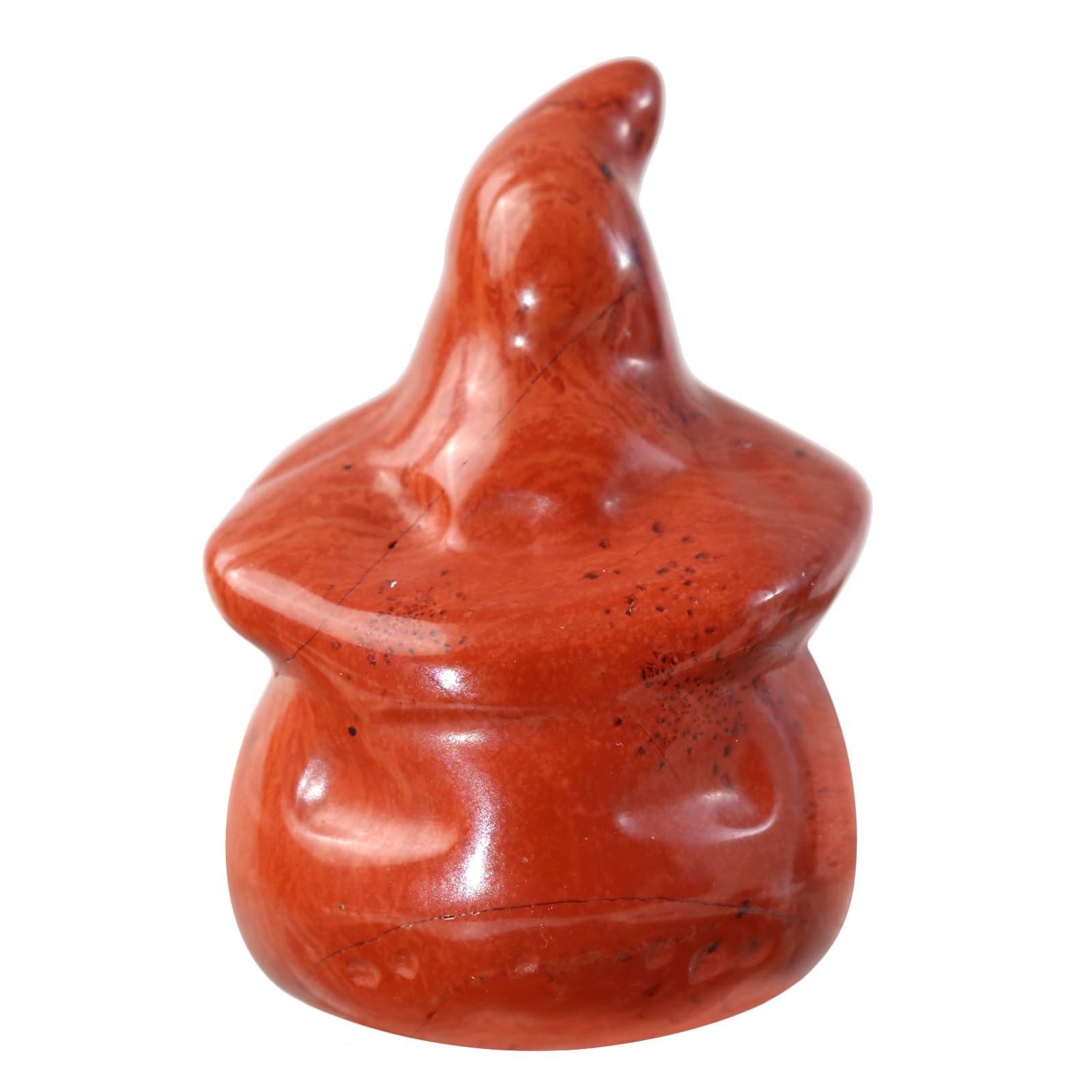 KYEYGWO Pack of 2 Hand Carved Crystal Pumpkin Ghost Head Statue for Halloween Decoration, Mini Pumpkin Figurine with Witch Hat, Red Jasper